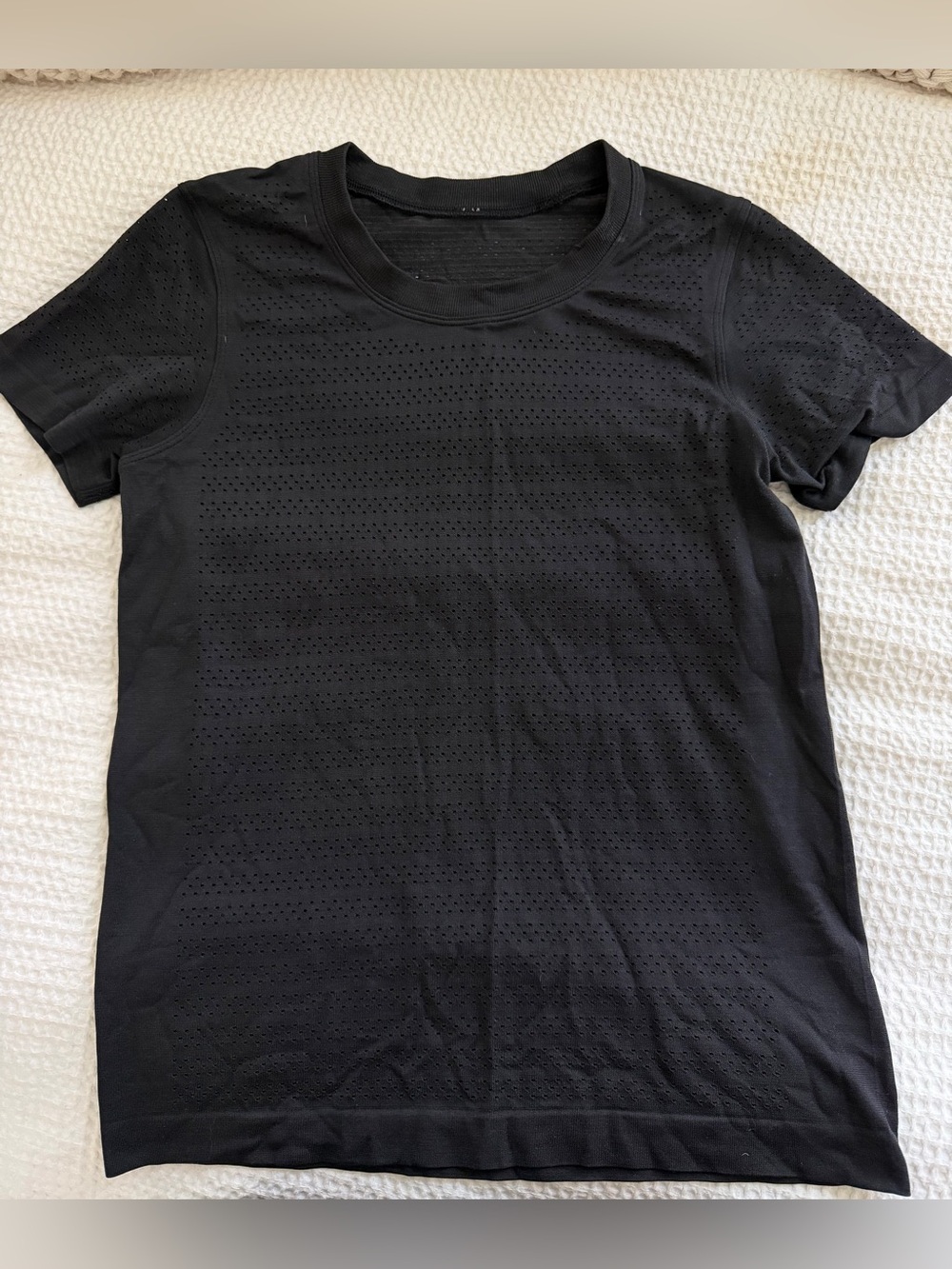 lululemon athletica Black Short-Sleeve Perforated Crew Top